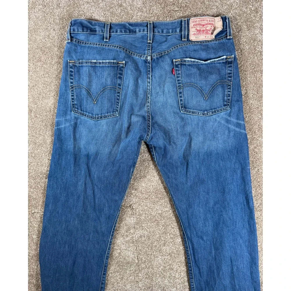 Levi's 501 Button Fly Jeans Mens Blue Denim Straight Leg Size‎ 38x34 Vintage Y2K